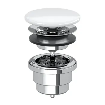 Izlietnes izplūde Villeroy & Boch, piemērots izlietnēm bez pārplūdes, ar keramisku pārsegu CeramicPlus, diametrs 32 mm, Balta 683500RW