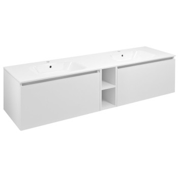 Vannas istabas skapītis Sapho LOREA bez izlietnes, 180x46x51,5cm (Dubultais), (80+20+80cm), balts matēts LE080-3131-04