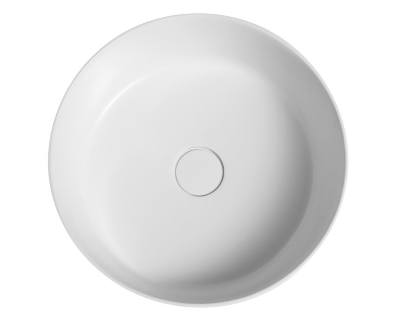 Vannas istabas izlietne Sapho THIN uz virsmasRockstone Ø 38 cm, Agila/balta matēta