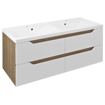 Vannas istabas skapītis Sapho WAVE dubultais bez izlietnes, 119,7x50x47,8cm, balts/ozols cuneo WA120-3025