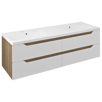 Vannas istabas skapītis Sapho WAVE dubultais bez izlietnes, 149,7x50x47,8cm, balts/ozols cuneo WA150-3025