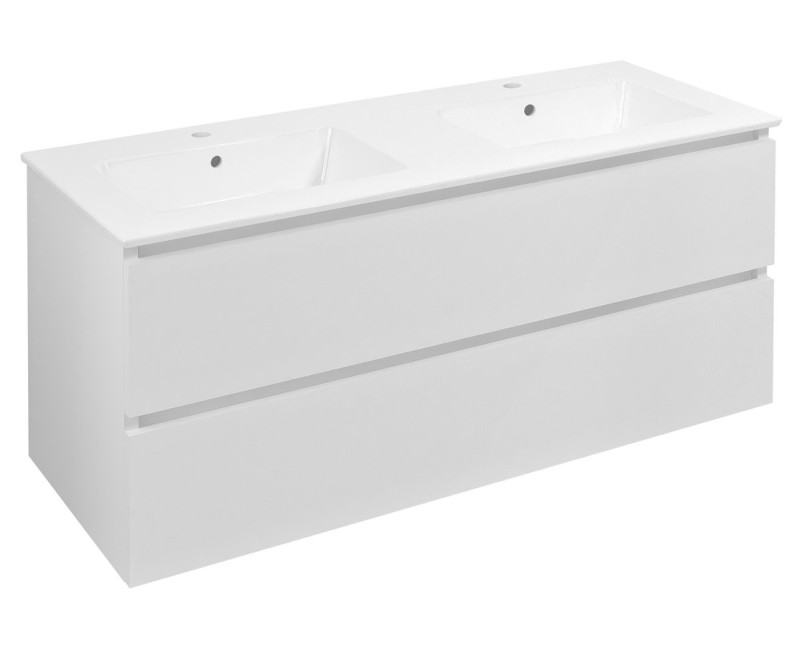 Vannas istabas skapītis Sapho EZARA dubultais bez izlietnes, 120x55x46cm, spīdīgi balts