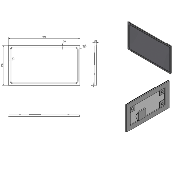 Spogulis Sapho GEMINI ar LED apgaismojumu 90x50cm GM090