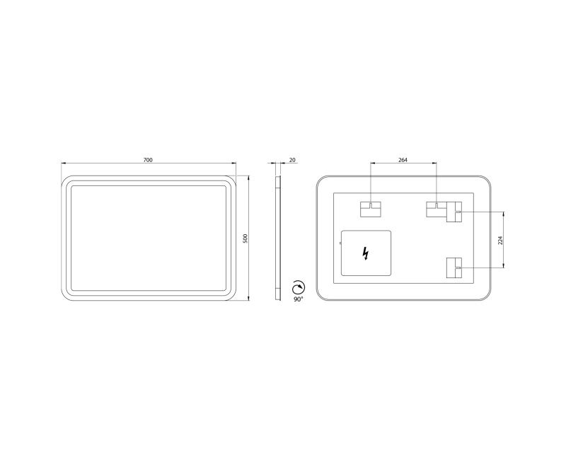 Spogulis Sapho NYX ar LED apgaismojumu 50x70cm NY050