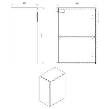 Vannas istabas skapītis Sapho CIRASA apakšējais ar durvīm 30x64x46cm, labā/kreisā, spīdīgi balta CR301-3030