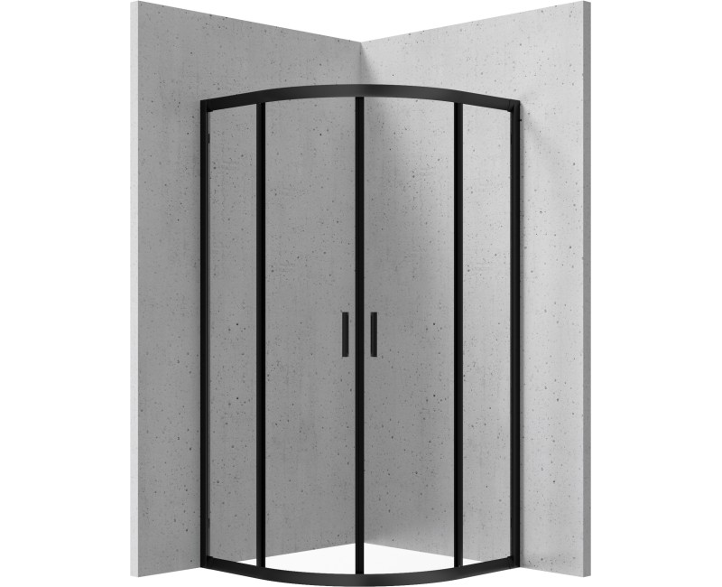 Dušas kabīne Deante FUNKIA NERO 80x80cm Pusapaļa Caurspīdīgi stikls, Hromēti profili