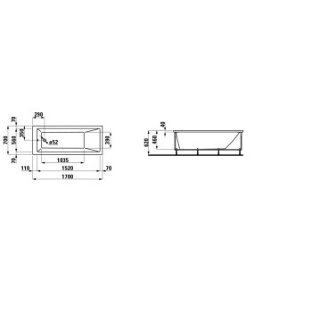 Ванна Laufen Pro Акрил 1700х700х620 Белая