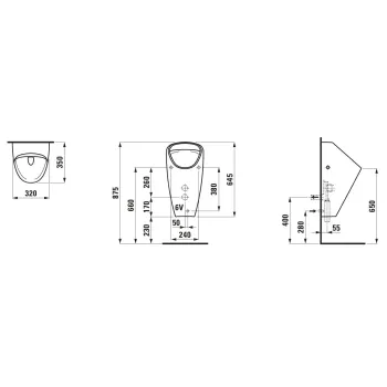 Pisuārs Laufen Caprino elektroniskais pisuārs Plus, Rimfree, antivandālisks, balts