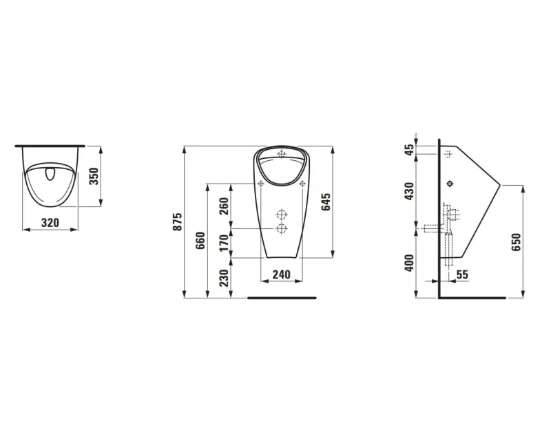 Pisuārs Laufen Caprino, Rimless, iekšējā ūdens ieplūde, H8410614000001 Balts