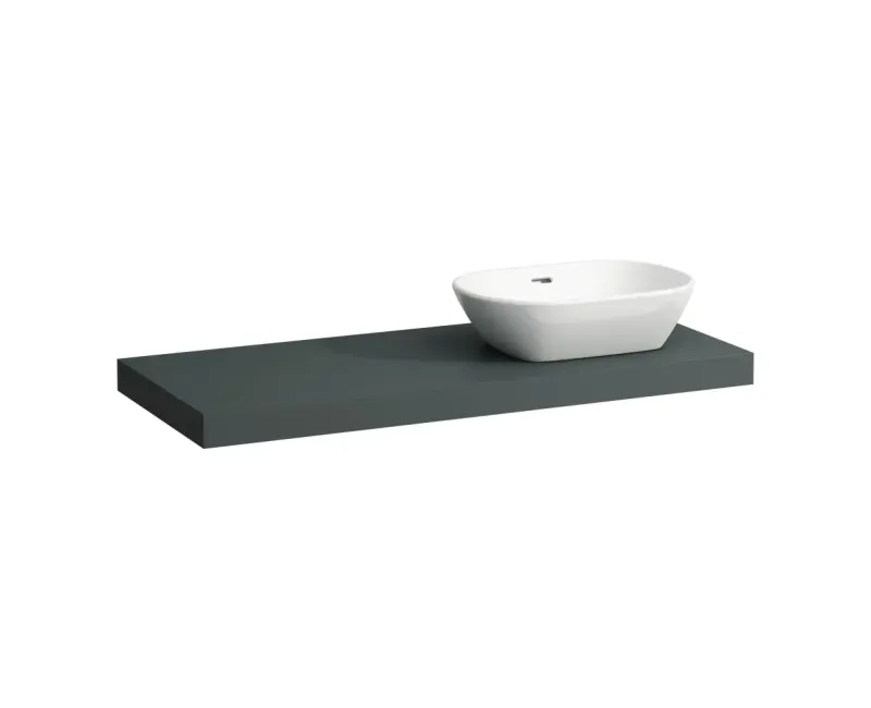 Darba virsma Laufen Lani, 118cm, ar izgriezumu labajā pusē, 65 mm, ar 2 montāžas kronšteiniem, H4046731122661 pelēks