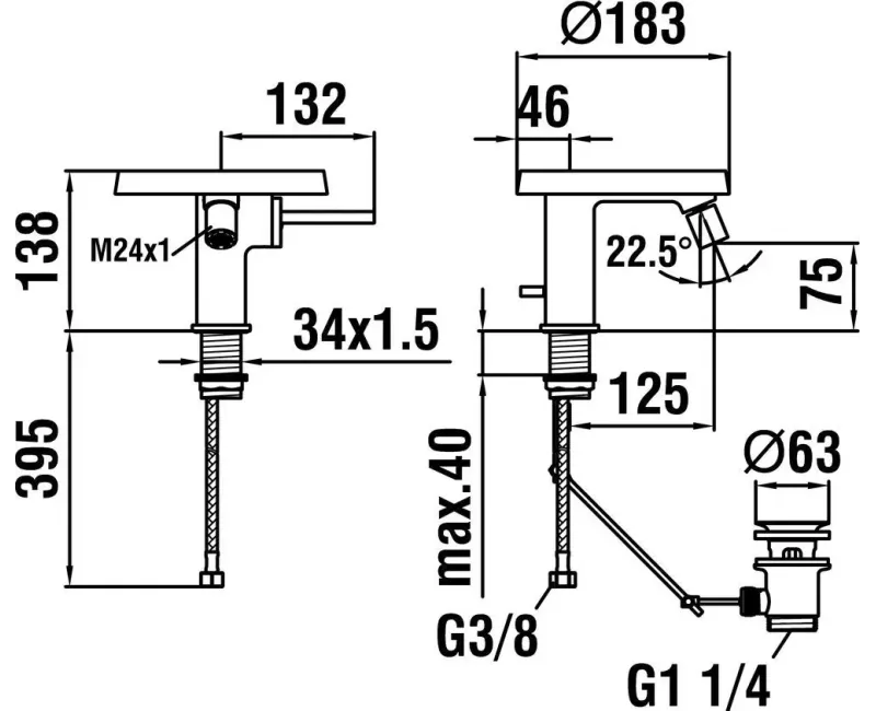 Bidē maisītājs La+H2:H31ufen Citypro, vienas sviras, ar vārstu, hroms, HF500910100000