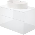 Vannas istabas skapītis ar granīta izlietni - 55x35 cm Deante Prizma, balts glancēts SD6B8SAU6B