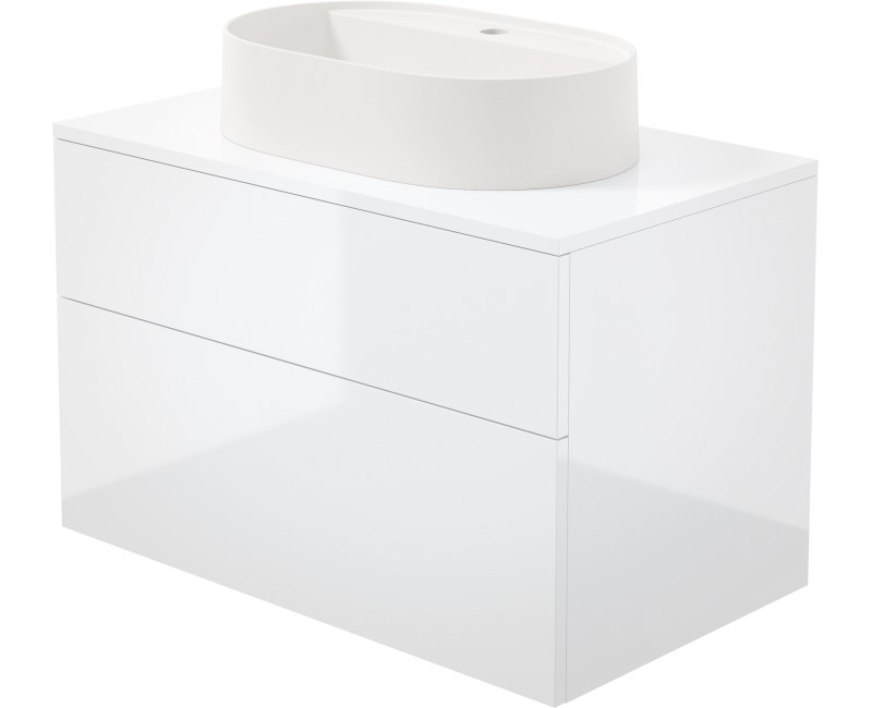 Vannas istabas skapītis ar granīta izlietni - 55x35 cm Deante Prizma, balts glancēts SD6B8SAU6B