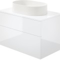 шкафчик для раковины, с гранитной раковиной - 55x35 cm Deante Prizma, белый глянец SD6B8SAU6S