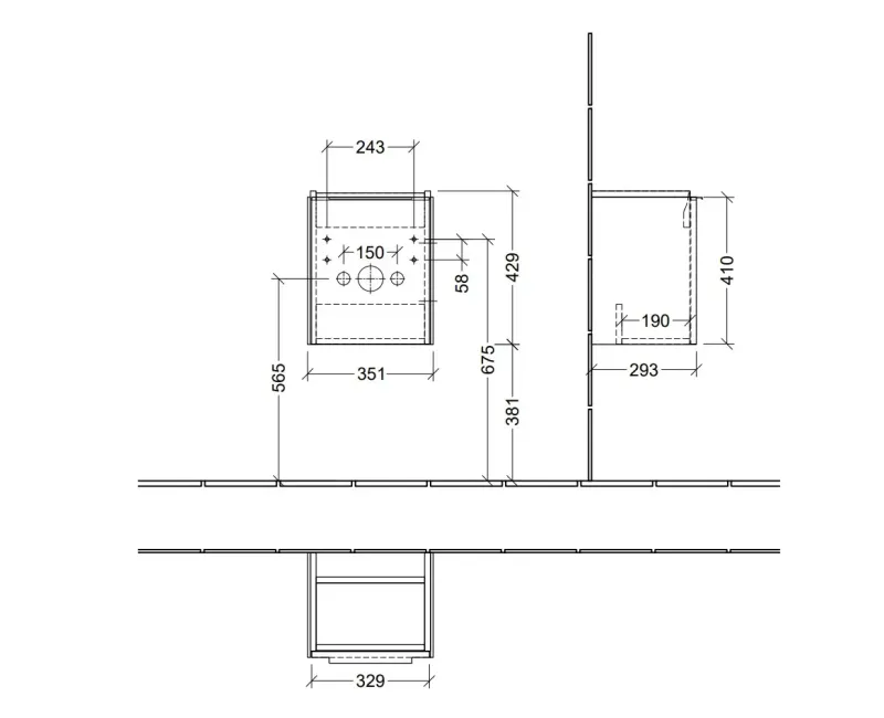 Vannas istabas skapītis Villeroy & Boch Subway 3.0, (bez izlietnes), ar SoftClose  35x43x31 cm, 1 durvis, grafīts, C58400VR
