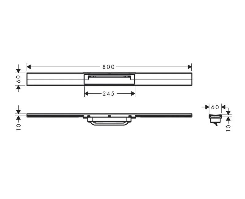 Dušas kanāls Hansgrohe RainDrain Flex, ar nerūsējošā tērauda resti 800, divpusējai uzstādīšanai, griežams, matēta melna, 56044670 NEW