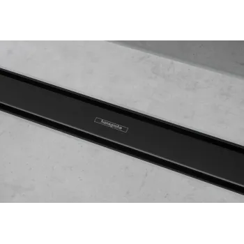 Dušas kanāls Hansgrohe RainDrain Match, ar nerūsējošā tērauda resti 900, ar augstuma regulējamu rāmi, matēta melna, 56040670 NEW