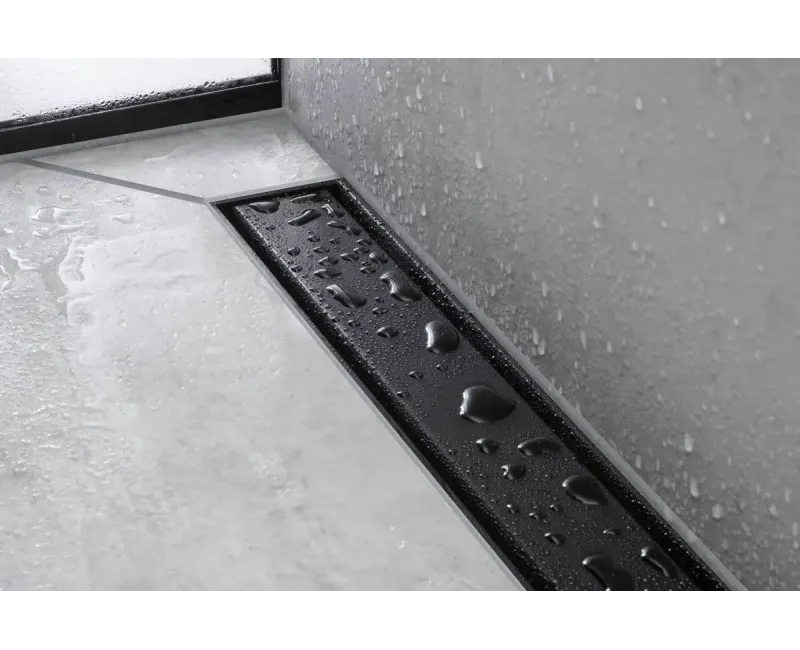 Dušas kanāls Hansgrohe RainDrain Match, ar nerūsējošā tērauda resti 900, ar augstuma regulējamu rāmi, matēta melna, 56040670 NEW