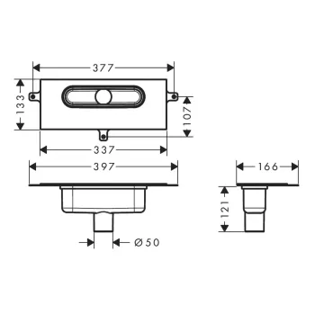 Монтажная часть Hansgrohe uBox universal, Пункт комплекта для вертикальной установки линейного душевого канала, 1002180