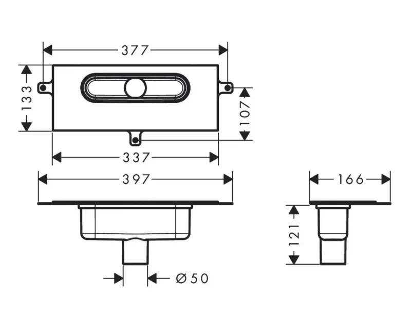 Hansgrohe Трап для душевого лотка uBox Universal, вертикальный 01002180