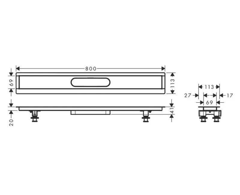 Montāžas daļa Hansgrohe uBox universal 800, nerūsējošais tērauds, 56012180 NEW