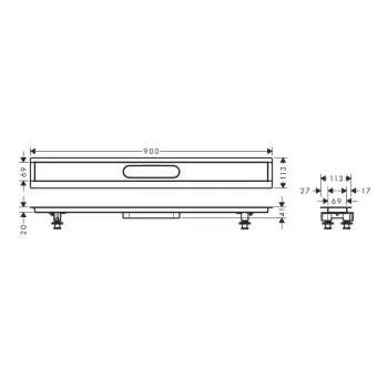 Montāžas daļa Hansgrohe uBox universal 900, nerūsējošais tērauds, 56013180 NEW