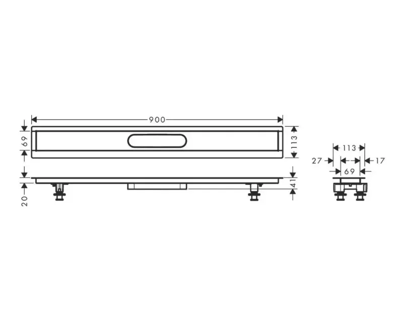 Montāžas daļa Hansgrohe uBox universal 900, nerūsējošais tērauds, 56013180 NEW