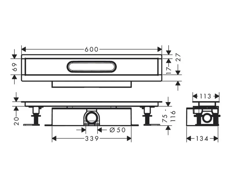 Montāžas daļa Hansgrohe uBox universal, 60 cm, nerūsējošais tērauds, 56022180 NEW
