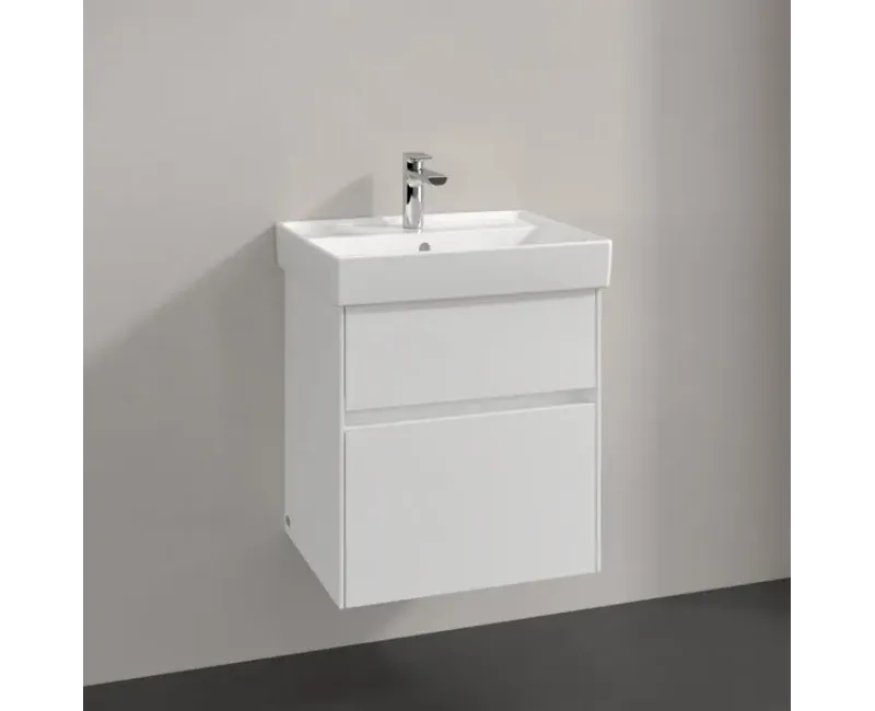 Vannas istabas skapītis Villeroy & Boch Collaro, (bez izlietnes), ar SoftClose, 51x55x41 cm, 2 atvilktnes, Glossy White, C00700DH