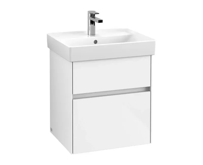 Vannas istabas skapītis Villeroy & Boch Collaro, (bez izlietnes), ar SoftClose, 51x55x41 cm, 2 atvilktnes, Glossy White, C00700DH