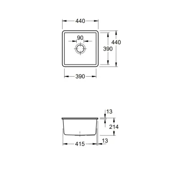 Кухонная мойка Villeroy & Boch Subway 50 SU, керамическая, врезная, белая 332501RW