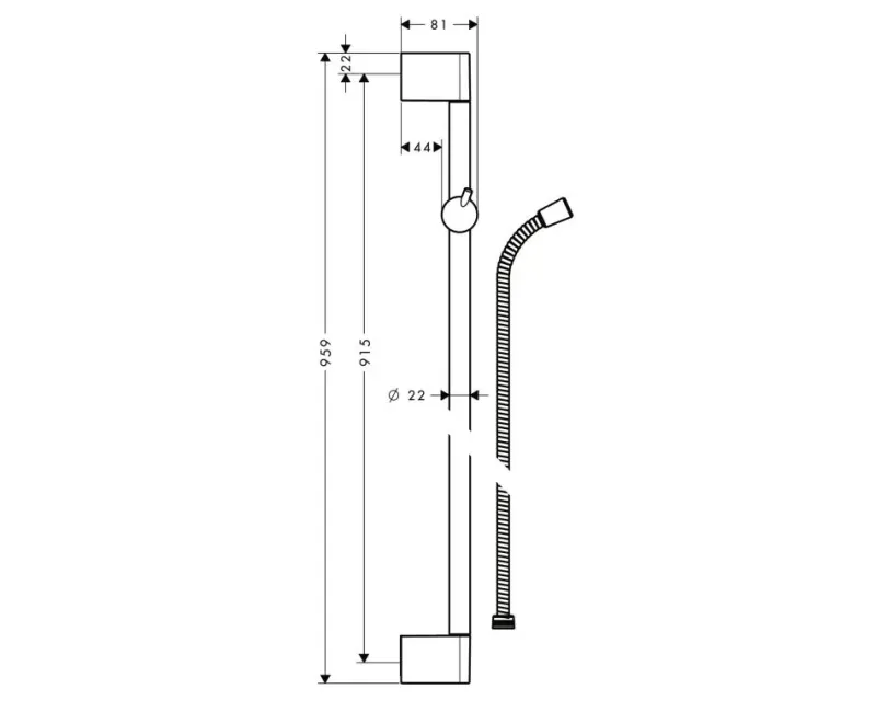 Душевой штанга Hansgrohe Unica'Crometta, 0.90 м, хром, 27614000