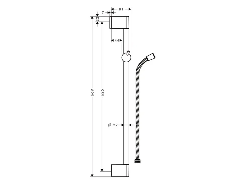 Dušas stienis Hansgrohe Unica'Crometta, 0.65 m, hroms, 27615000 NEW