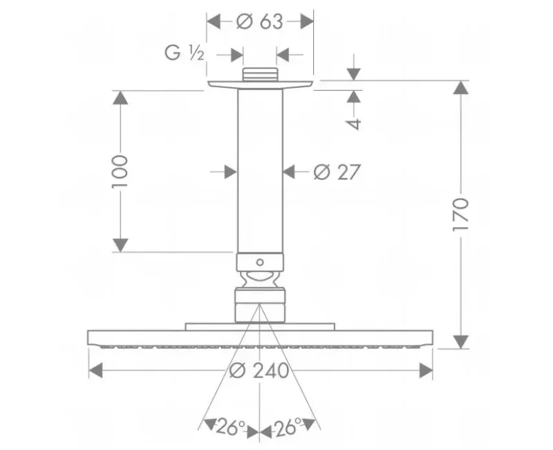Dušas galva Hansgrohe Raindance 240, EcoSmart 9, hroms, 27463000 NEW