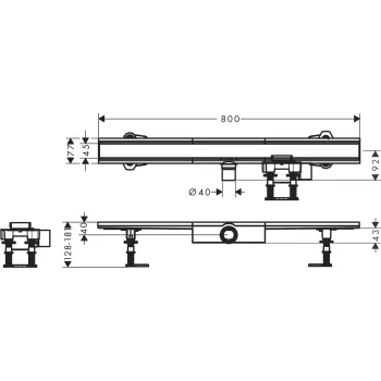 Душевой канал Hansgrohe RainDrain Compact, с решеткой, матовая нержавеющая сталь, 56166800