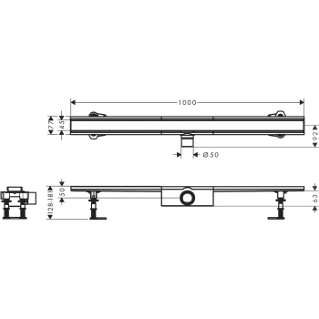 Душевой канал Hansgrohe RainDrain Compact, с решеткой, матовая нержавеющая сталь, 56182800