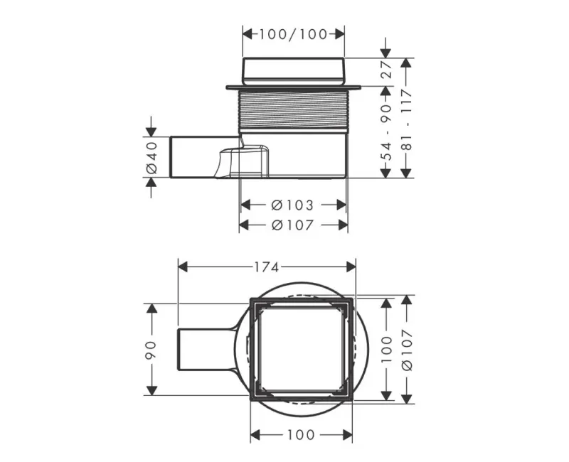 Traps Hansgrohe RainDrain Point, 10x10 cm, matēta melna, 56247670 NEW