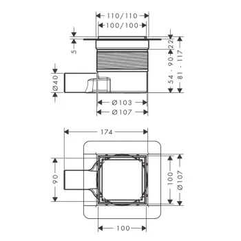 Traps Hansgrohe RainDrain Brilliance, 10x10 cm, matēta melna, 56250670 NEW