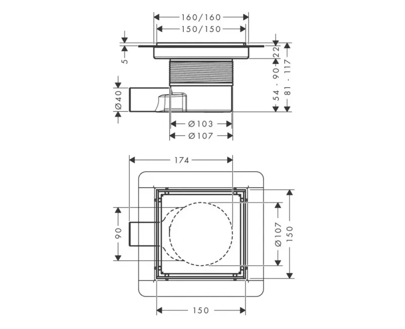 Traps Hansgrohe RainDrain Brilliance, 15x15 cm, matēta nerūsējošā tērauda, 56251800 NEW