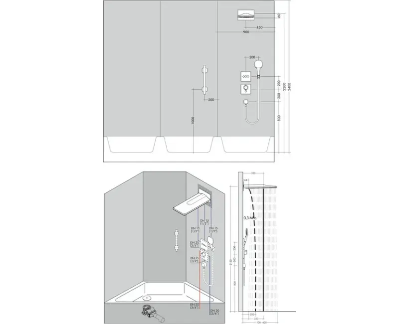Dušas galva Hansgrohe Rainmaker Select, 3 režīmi, EcoSmart, balta/hroms, 24011400 NEW