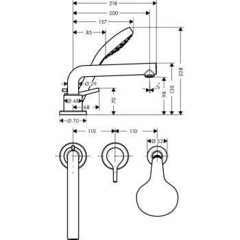 Vannas maisītājs Hansgrohe Talis S, iebūvējams hroms, 72417000 NEW