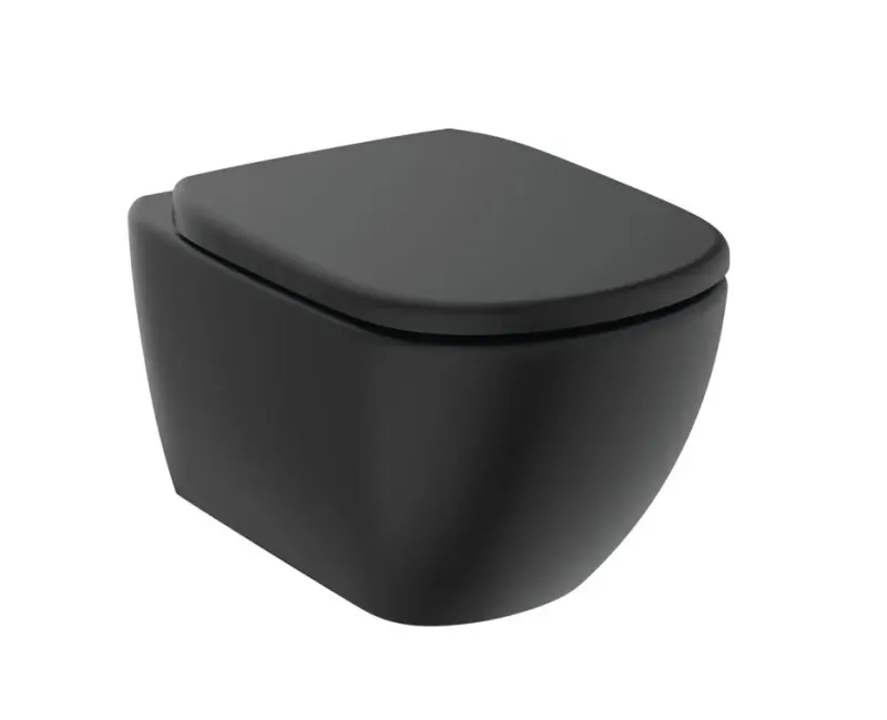 Tualetes pods Ideal Standard Tesi, ar SoftClose sēdekli, RimLS+, zīdaini melna, T5361V3