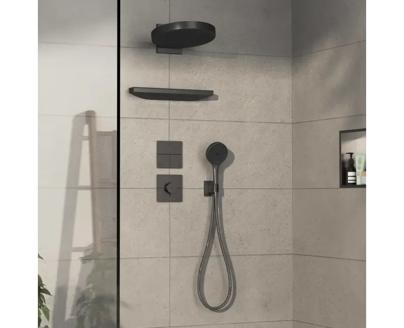 Смеситель для душа Hansgrohe ShowerSelect Comfort, встраиваемый, с термостатом, матовый черный хром, 15574340
