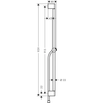 Душевой стержень Hansgrohe Unica, 96 см, с душевым шлангом, матовая черная, 24401670