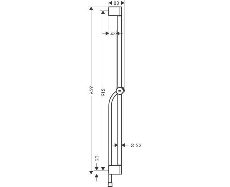 Dušas stienis Hansgrohe Unica, 96 cm, ar dušas šļūteni, matēta melna, 24401670 NEW