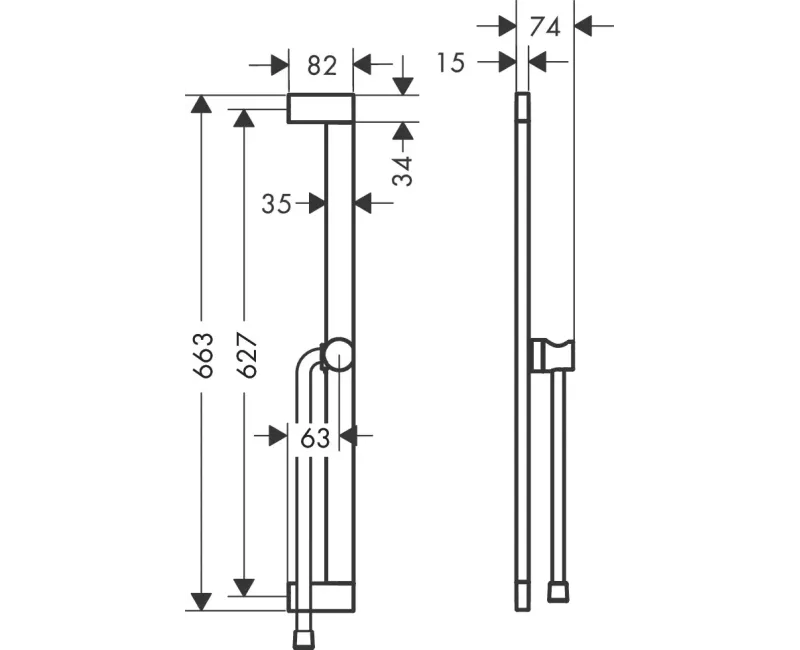 Dušas stienis Hansgrohe Unica, 66 cm, ar dušas šļūteni, hroms, 24402000 NEW