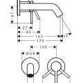 Смеситель для раковины Hansgrohe Tecturis S, встраиваемый, с клапаном PopUp, для 2-х отверстий, EcoSmart, хром, 73350000