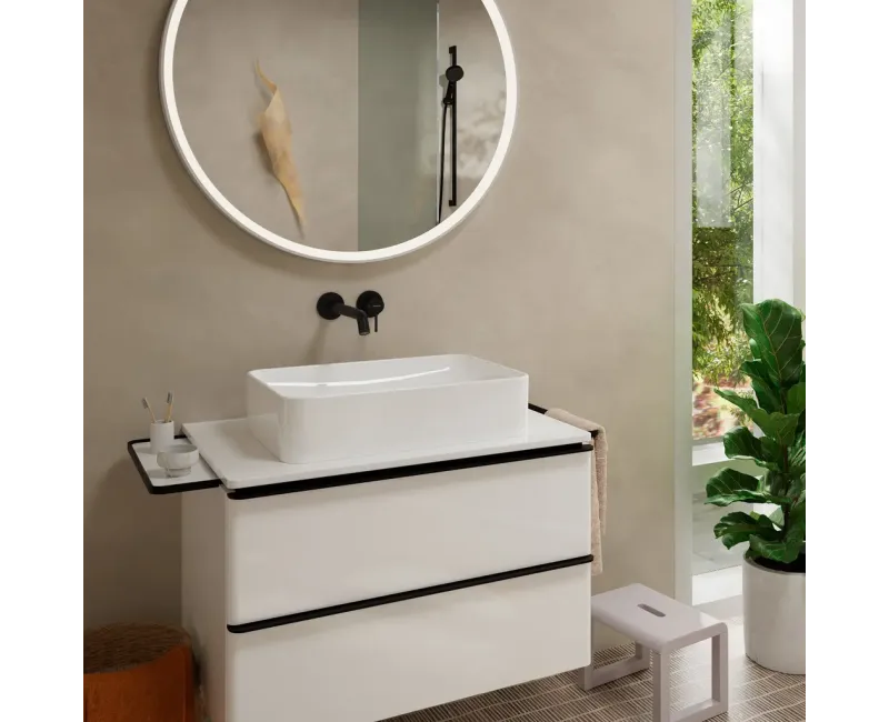 Смеситель для раковины Hansgrohe Tecturis S, встраиваемый, с клапаном PopUp, для 2-х отверстий, EcoSmart, матовый черный, 73351670