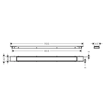 Душевой канал Hansgrohe RainDrain Match Plus, 90 см, с решеткой, матовая черная, 56216670