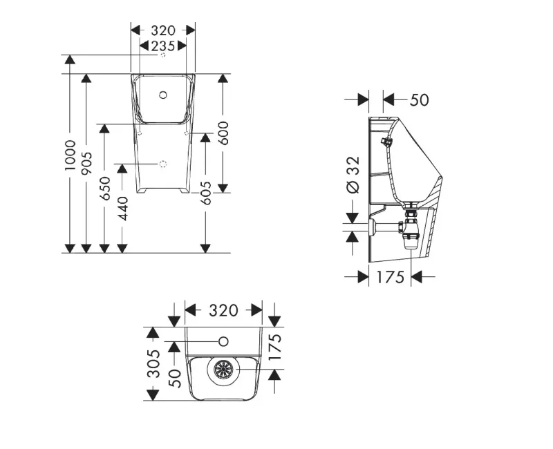 Pisuārs Hansgrohe EluPura Original Q, ar augšējo ūdens pievadu, SmartClean, balts, 61184450 NEW